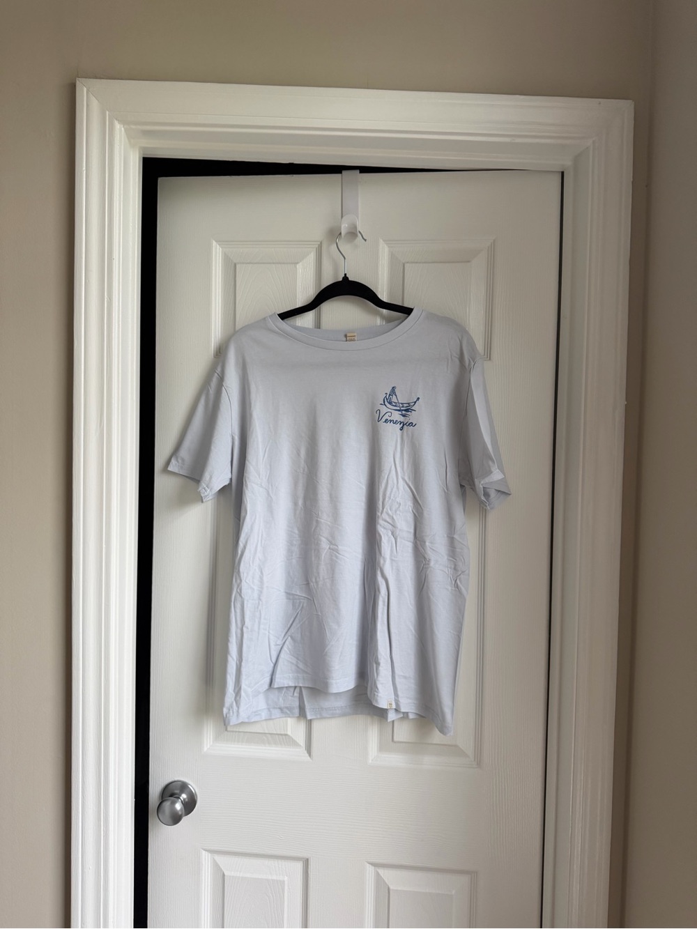 From Italy - Light Blue Graphic Tee with Small Chest Logo